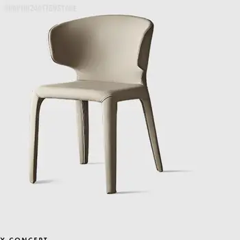 Легкий Роскошный Современный Простой обеденный стул, Высококачественный Серый Дизайнерский Кожаный Домашний обеденный стул из высококачественной кожи