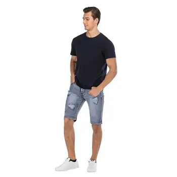 Летние модные джинсовые повседневные брюки с рваным низом в стиле ретро стрейч