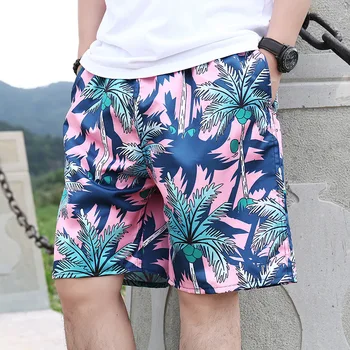 Летние Новые пляжные шорты мужского бренда с эластичной резинкой на талии, пляжные шорты с цветочным принтом, пляжные купальники размера оверсайз 4XL