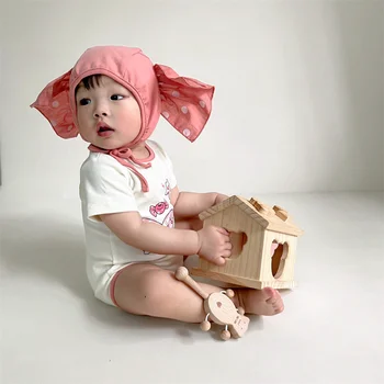 Летняя одежда в корейском стиле 2023 года, наряды для маленьких девочек, комбинезоны для малышей с принтом сахарных конфет и шляпой Каваи, детские повседневные комбинезоны