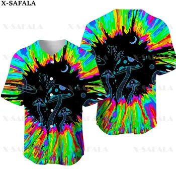 Летняя рубашка из бейсбольной майки с психоделическим рисунком в стиле хиппи с грибным рисунком и 3D принтом, Мужские топы, футболка, уличная одежда оверсайз-7