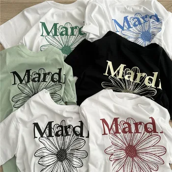Летняя футболка Korea Mardis, женская новая футболка из чистого хлопка с принтом 