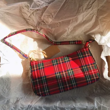 Лидер продаж, Винтажные сумки в стиле ретро, дизайнерские Женские сумки для рук, Красная сумка во французской клетке, Женские Элегантные Маленькие сумки через плечо Bolsa Feminina