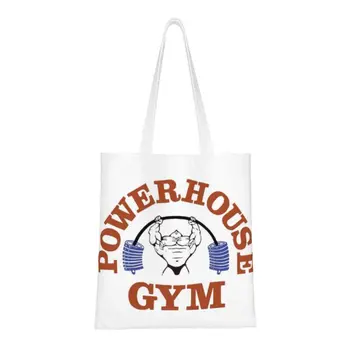Логотип Powerhouse Gym Сумки-тоут для продуктовых покупок, Сумки для женщин, бодибилдинга, фитнеса, холщовые сумки для покупателей, сумки через плечо, Сумки большой емкости