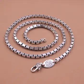 Массивное ожерелье из стерлингового серебра 925 пробы, цепочка в виде коробки длиной 4 мм, длина 21,6 дюйма, S925