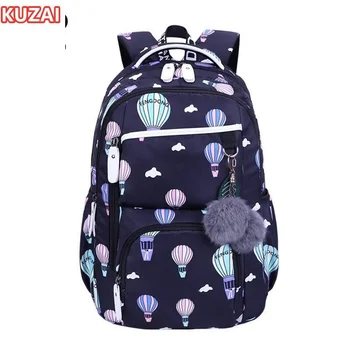 Милый рюкзак KUZAI, водонепроницаемый нейлоновый школьный рюкзак для детей, школьные сумки для девочек, детская сумка для книг, женский цветочный рюкзак