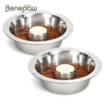 Миски для собак Benepaw из нержавеющей стали для медленного кормления, предотвращающие глотание, забавные тарелки для медленного кормления для домашних животных, головоломка для маленьких средних и крупных пород