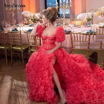 Многоуровневые платья для выпускного вечера Smileven Fairy, Трапециевидный пышный тюлевый корсет, вечернее платье с круглым вырезом и коротким рукавом для выпускного вечера