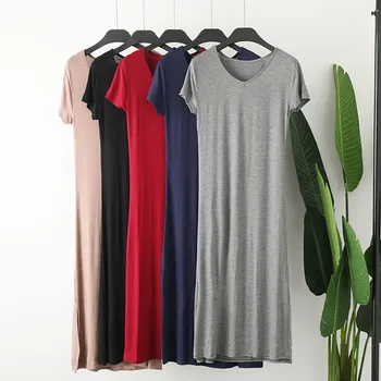 Модальная женская ночная рубашка Fdfklak, Длинное сексуальное нижнее белье, летнее платье 2020, новинка, нижнее белье, платье для сна с коротким рукавом