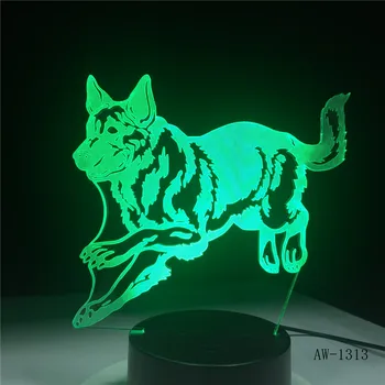 Модель Собаки 3D Night Light Сенсорный Выключатель 7 Цветов, Меняющая Светодиодную Настольную Лампу, Офисный Свет, USB Night Lights, Лампа для Детей AW-1313