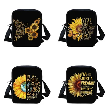 Модные женские сумки-мессенджеры Sunflower Для девочек, маленькая сумка через плечо на молнии, Кавайная женская регулируемая сумка Bolsas