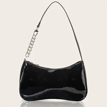 Модные женские сумки подмышками на цепочке 2023 Дизайнерские роскошные сумки через плечо из качественной лакированной кожи, кошельки, сумки-тотализаторы для девочек