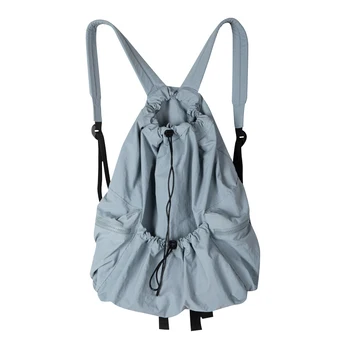 Модные рюкзаки с рюшами и завязками для женщин, эстетичный рюкзак из нейлоновой ткани для девочек, легкая студенческая сумка для школьных книг, дорожная сумка 