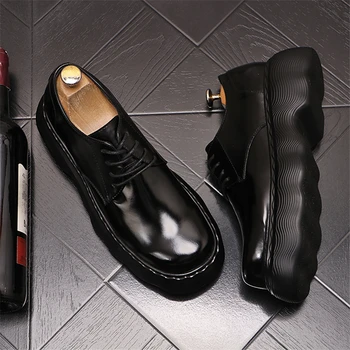 Модный тренд черная Мужская повседневная кожаная обувь Мужская деловая кожаная обувь Лоферы Chaussure Homme