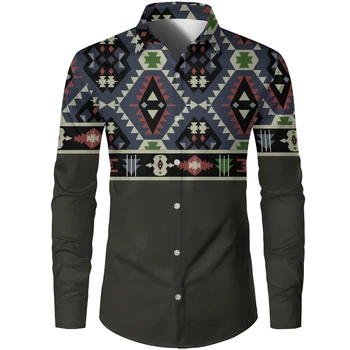 Мужская гавайская рубашка с 3D цифровой печатью и пуговицами на лацкане, Дышащая, легко сохнущая модная повседневная мужская рубашка с длинным рукавом