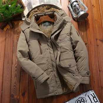 Мужская зимняя куртка с несколькими карманами, флисовая подкладка, уличная парка, ветровка с капюшоном, толстая теплая верхняя одежда в стиле милитари
