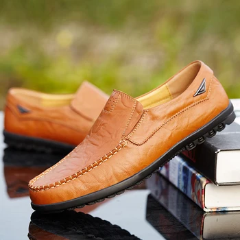 Мужская повседневная обувь из натуральной кожи люксового бренда 2022, мужские лоферы, Мокасины, Дышащие Слипоны, Черные туфли для вождения, Большие размеры 38-46