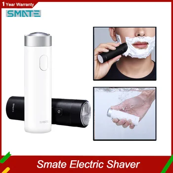 Мужская электробритва Smate с USB-аккумулятором, бритвенный станок для стрижки бороды, триммер для умной домашней жизни IPX7, моющееся одно лезвие