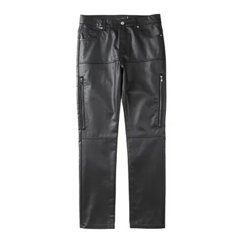 Мужские джинсы Owen Seak из восковой ткани Хлопчатобумажная мужская одежда в готическом стиле С покрытием Осенние Прямые Однотонные черные джинсовые брюки