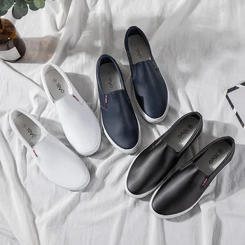 Мужские кроссовки, Полностью Черная Повседневная обувь для мальчиков, Лоферы без застежки, Белая Обувь для отдыха, 39-44, Простые Базовые Универсальные Весенние