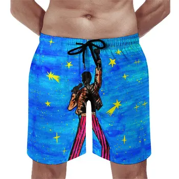 Мужские пляжные шорты с рисунком Фредди Меркьюри (Queen) в стиле Аниме Свободные эластичные пляжные Классические Гавайские брюки с регулируемым шнурком на бретелях