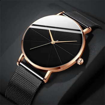 Мужские ультратонкие минималистичные роскошные деловые спортивные часы 2023 Мода Стальной сетчатый ремешок Кварцевые часы для мужчин наручные часы Clock