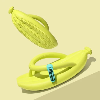 Мужские шлепанцы-бананы, нескользящая женская обувь на толстой платформе, Летние домашние тапочки для пар, Ванная комната, Мягкие мужские тапочки на плоской подошве