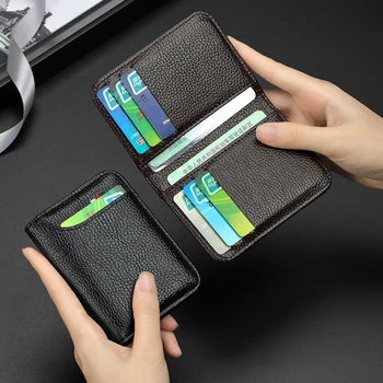 Мужской супертонкий мягкий кошелек из искусственной кожи, мини-держатель для кредитных карт, портмоне Унисекс, Маленький тонкий футляр для банковских карт, сумка для хранения наличных