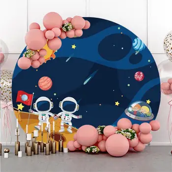 Мультяшный Астронавт Космический корабль Детская комната Многогранный декор на День рождения Фотографический Фон для фотостудии