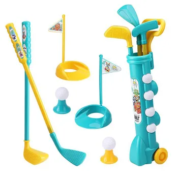 Набор для детской клюшки для гольфа с колесами, игрушка для мини-гольфа, маленькая игрушка для обучения гольфу на открытом воздухе и в помещении