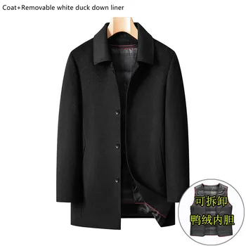Найзаига шерстяное пальто с подкладкой из 100 шерсти норки, утолщенное шерстяное пальто, хлопчатобумажное пальто средней длины, деловой повседневный шерстяной тренч, AF45
