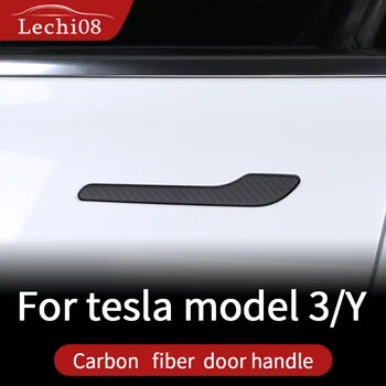 Накладка на ручку для аксессуаров Tesla model 3 model y с 2016 по 2022 2021 модель 3 tesla three tesla model 3 carbon/аксессуары