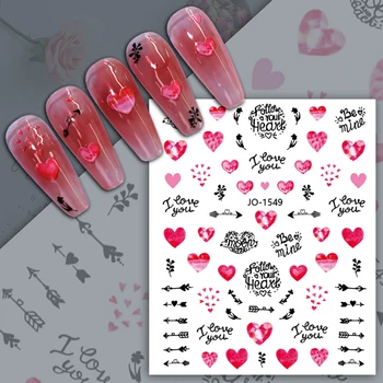 Наклейки для ногтей в виде сердца, 3D украшение для ногтей, наклейка для губ, слайдеры, цветы, наклейки для ногтей, Советы по дизайну 2023 Букв Дизайнер