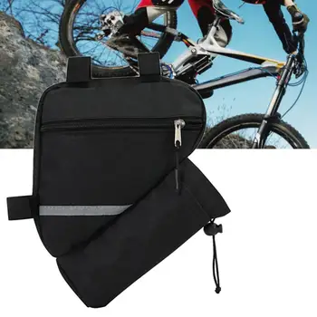 Нейлоновая сумка на велосипедную раму, износостойкая переносная сумка на треугольной раме в светоотражающую полоску для велосипеда