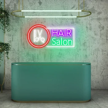 Неоновая вывеска салона красоты на заказ, вывески парикмахерской, светодиодное освещение парикмахерской, неоновая бизнес-табличка