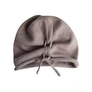 Новая зимняя теплая Мягкая Эластичная Ветрозащитная шапочка-бини, вязаная шапка, холодная шапка со шнурком на шнуровке для женщин и девочек