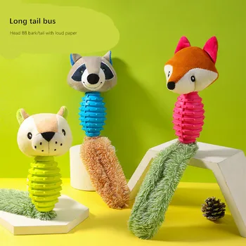Новая игрушка для собак, плюшевая мультяшная кукла в форме животного с резиновым корпусом, Молярная палочка для собак, Интерактивная игрушка для жевания домашних животных, Аксессуар для собаки