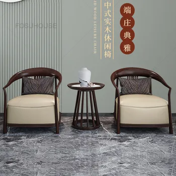 Новые китайские диваны для гостиной из массива дерева, современная мебель для гостиной, легкий роскошный одноместный диван-кресло для отдыха, домашнее ленивое кресло