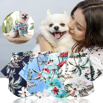 Новые летние футболки In Pet Gog в Гавайском стиле, рубашка для собак с цветочным рисунком, Рубашки с гавайским принтом, Дышащая Прохладная Пляжная рубашка для щенка на берегу моря