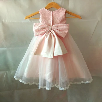Новые настоящие платья для девочек в цветочек с бантом Для маленьких девочек, детское платье из кружева, тюля, праздничное платье для Дня рождения, платье для первого причастия