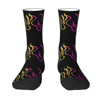 Носки с радужным блеском и пламенем для мужчин и женщин, теплые модные носки для экипажа