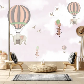 Обои на заказ для гостиной, детской комнаты, розового неба с воздушным шаром, Съемный винил, Дополнительная настенная роспись, Декор для обоев
