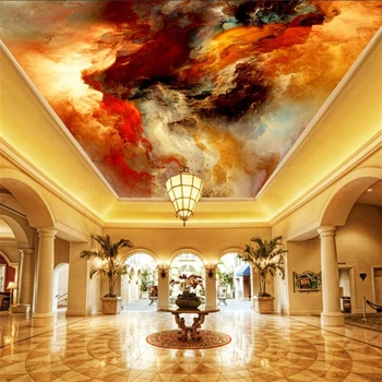 Обои на заказ, мраморная фреска с 3D абстрактной росписью облаков и тумана, встроенная фоновая роспись для украшения потолка zenith
