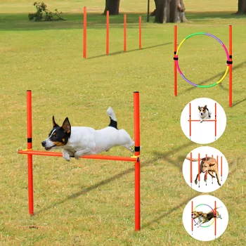 Оборудование для тренировки аджилити собак Портативный набор для тренировки собак с препятствиями Для прыжков и бега, спортивные колья, принадлежности для шестов