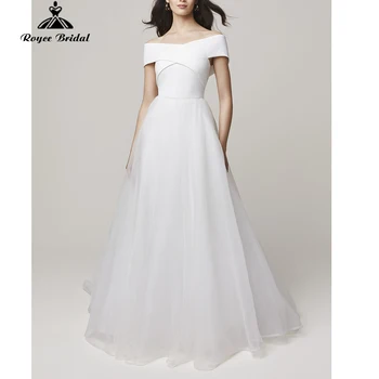Очаровательное бальное платье Sashe с вырезом лодочкой и открытыми плечами, свадебные платья 2022 из органзы, свадебные платья на пуговицах длиной до пола платье