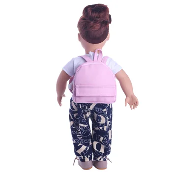 Пакет для кукол для отдыха Исходящий пакет Розово-желтая уличная сумка для 18-дюймовых кукол Сумка через плечо Аксессуары для кукол Подарки для девочек