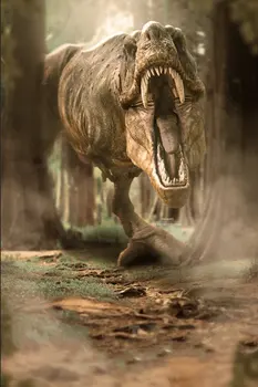 парк юрского периода динозавр тираннозавр Лесная дорога фото фон Высококачественная компьютерная печать для детей фон для детей