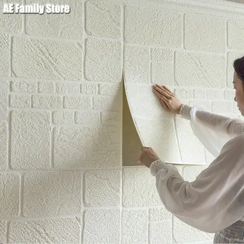 Пенопластовые обои самоклеящиеся 3D трехмерные наклейки на стены водонепроницаемые, влагостойкие и защищенные от плесени ТВ-фоновые стены