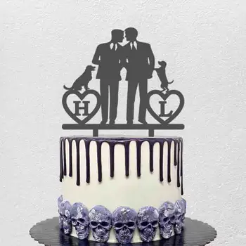 Персонализированный топпер для торта на свадьбу для геев На заказ Первый алфавит имени Мужчины и Мужская свадьба Для украшения торта на свадьбу для геев