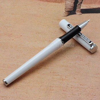 Перьевая ручка Jinhao 028 белого и серебристого цвета с тонким пером 0,38 мм JF226